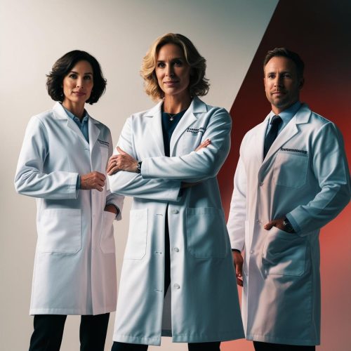 crie uma imagem de 3 nutricionista fazendo pose para uma foto profissional, eles estão de jaleco