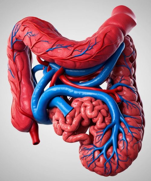 crie uma imagem de um intestino inflamado